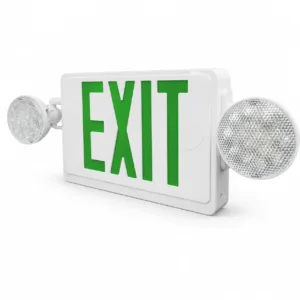 BX-FH017 round-head LED exit sign with green EXIT lettering and two emergency lamps