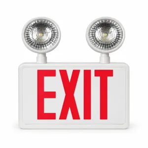 BX-FH018 red EXIT sign emergency light combo with two top-mounted round lamps