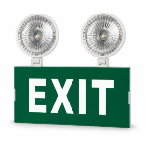 BX-FH020 green exit sign with white EXIT lettering and twin round emergency lights